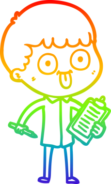 Gökkuşağı gradyan çizgi çizimi bir insan tarafından çizilmiş bir karikatür adam