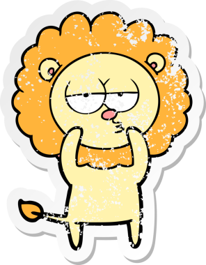 Bir insan tarafından çizilmiş sıkıntılı bir çizgi film çıkartması.