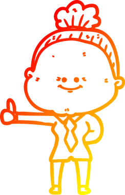 Bir insan tarafından çizilmiş mutlu, yaşlı bir kadının sıcak çizgi çizimi.