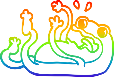 gökkuşağı gradyan çizgi çizimi bir insan tarafından çizilmiş bir kurbağa çizgi