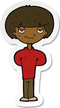 Bir insan tarafından çizilmiş mutlu bir adamın çıkartması.