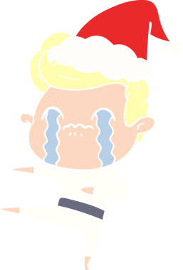 Bir insanın çizdiği Noel Baba şapkasıyla ağlayan bir adamın el resmi.