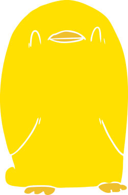 Bir insan tarafından çizilmiş düz renkli çizgi film kuşu