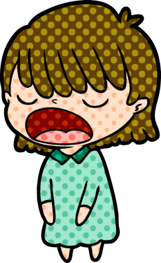 Çizgi filmdeki kadın bir insan tarafından yüksek sesle çizilmiş.