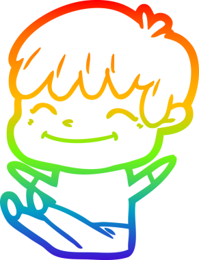 gökkuşağı gradyan çizgi çizimi bir insan tarafından çizilmiş mutlu bir çocuk