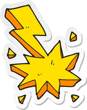 Bir insan tarafından çizilmiş karikatür aydınlatma işareti çıkartması.