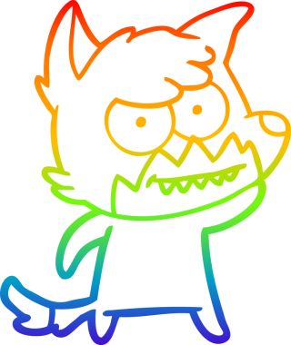 Bir insan tarafından çizilmiş sırıtan tilki çizgi çizimi.