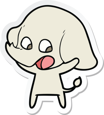 Bir insan tarafından çizilmiş şirin bir fil çıkartması.