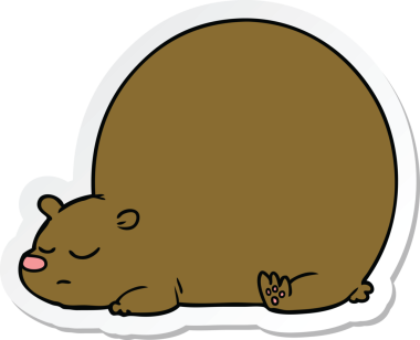 Bir insan tarafından çizilmiş çizgi film ayısının çıkartması.