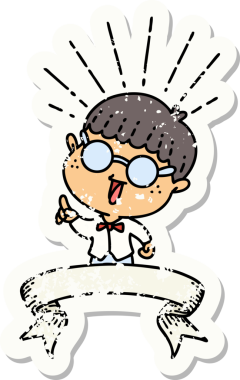 Bir insan tarafından çizilmiş dahice fikirli dövme stili bir adamın eski bir çıkartması.