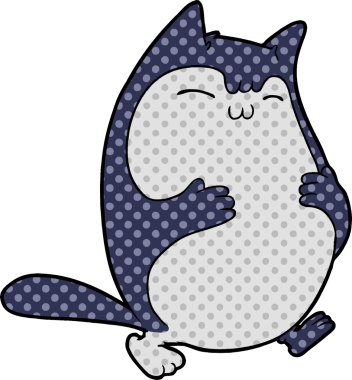 Bir insan tarafından çizilmiş çizgi film kedisi.