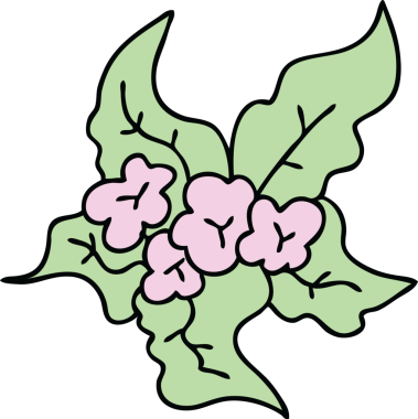 Bir insan tarafından çizilmiş tuhaf bir karikatür Noel çiçeği.