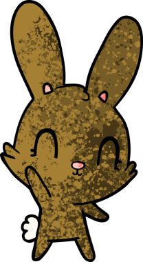 Bir insan tarafından çizilmiş şirin çizgi film tavşanı.