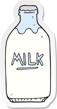 Bir insan tarafından çizilmiş süt şişesinin çıkartması.
