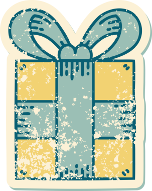 Bir insan tarafından çizilmiş bir hediyenin sembolik dövmeli görüntüsü