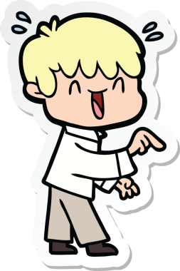 Bir insan tarafından çizilmiş, gülen bir çocuğun çıkartması.