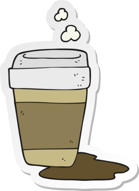 Bir insan tarafından çizilmiş bir kahve fincanının çıkartması.