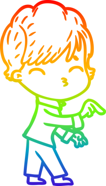 Gökkuşağı gradyan çizgi çizimi Bir insan tarafından çizilmiş bir çizgi kadın