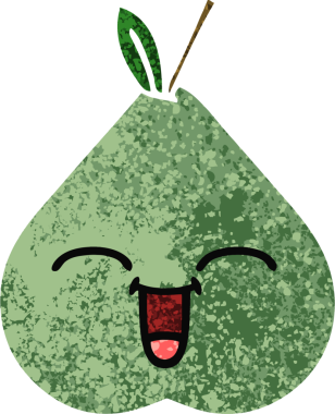 Bir insan tarafından çizilmiş yeşil bir armutun retro çizim tarzı karikatürü