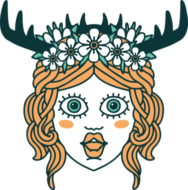 Retro Dövme Tarzı İnsan Druid karakteri bir insan tarafından çizilmiş