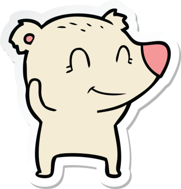 Bir insan tarafından çizilmiş gülümseyen kutup ayısının çıkartması.