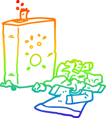 Bir insanın çizdiği çamaşır ve çamaşır tozu çizimi.