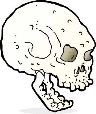 Bir insan tarafından çizilmiş ürkütücü bir kafatası.