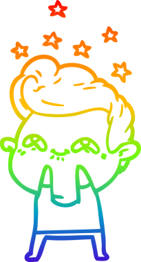 Gökkuşağı gradyanı çizimi bir insan tarafından çizilmiş heyecanlı bir çizgi film