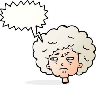 Bir insan tarafından çizilmiş karikatürlü yaşlı bir kadın.