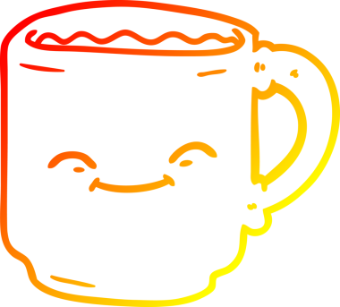 Bir insan tarafından çizilmiş bir kahve fincanının sıcak çizgi çizimi