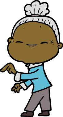 Bir insan tarafından çizilmiş barışçıl yaşlı bir kadın.