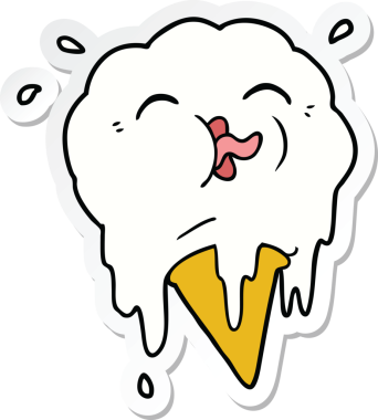 Bir insan tarafından çizilmiş erimiş dondurma etiketi.