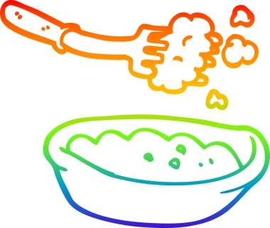 Gökkuşağı gradyan çizgisi bir insan tarafından çizilmiş bir yemek kasesinin çizimi