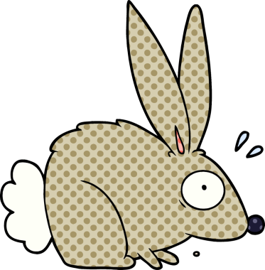 Bir insan tarafından çizilmiş korkmuş tavşan çizgi filmi.