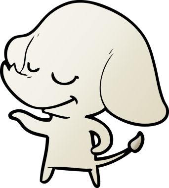 Bir insan tarafından çizilmiş gülümseyen bir fil.