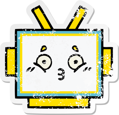 Bir insan tarafından çizilmiş sevimli robot kafasının sıkıntılı çıkartması.