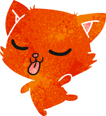 Bir insan tarafından çizilmiş sevimli kawaii kedisinin serbest çizimi.