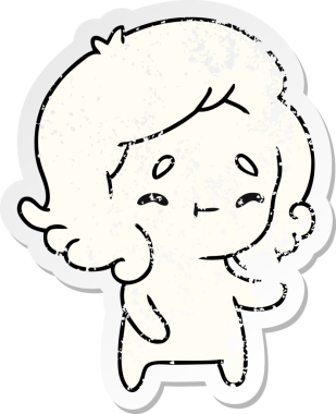 Bir insan tarafından çizilmiş sevimli bir kawaii hayaletinin sıkıntılı karikatür çizimi