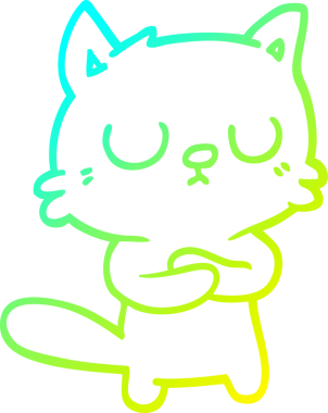 Bir insan tarafından çizilen çizgi film kedisinin soğuk gradyan çizgisi.