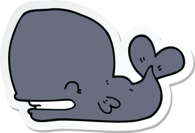 Bir insan tarafından çizilmiş bir balinanın çıkartması.