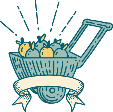 Bir insan tarafından çizilmiş elma dövmeli parşömen.