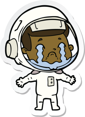 Bir insan tarafından çizilmiş ağlayan bir astronotun çıkartması.