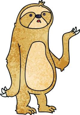 Bir insan tarafından çizilmiş garip bir çizgi film tembel hayvanı.