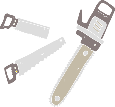 Bir insan tarafından çizilen testerelerin düz renk çizimi