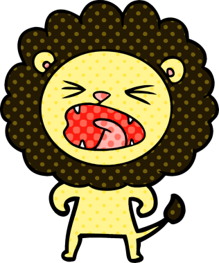 Bir insan tarafından çizilmiş kızgın aslan çizgi filmi.