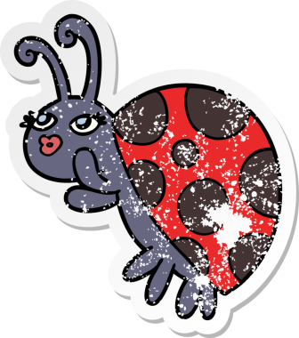 Bir insan tarafından çizilmiş bir uğur böceğinin sıkıntılı çıkartması.