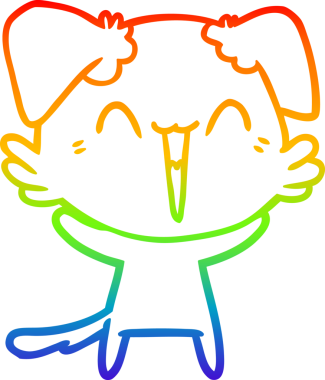 gökkuşağı gradyan çizimi bir insan tarafından çizilmiş mutlu küçük bir köpek çizgi filmi