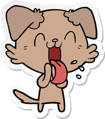 Bir insan tarafından çizilmiş nefes nefese kalmış bir köpeğin çıkartması.