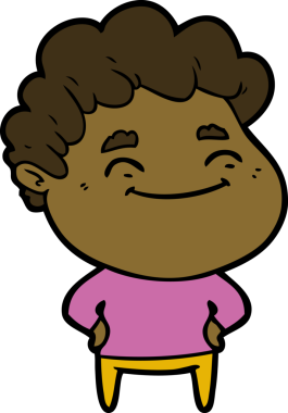 Bir insan tarafından çizilmiş çizgi film dostu bir adam.