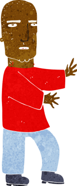 Bir insan tarafından çizilmiş sert adam çizgi filmi.